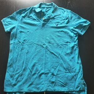 American Eagle Polo Shirt Atheltic Fit Cyan Mens Medium